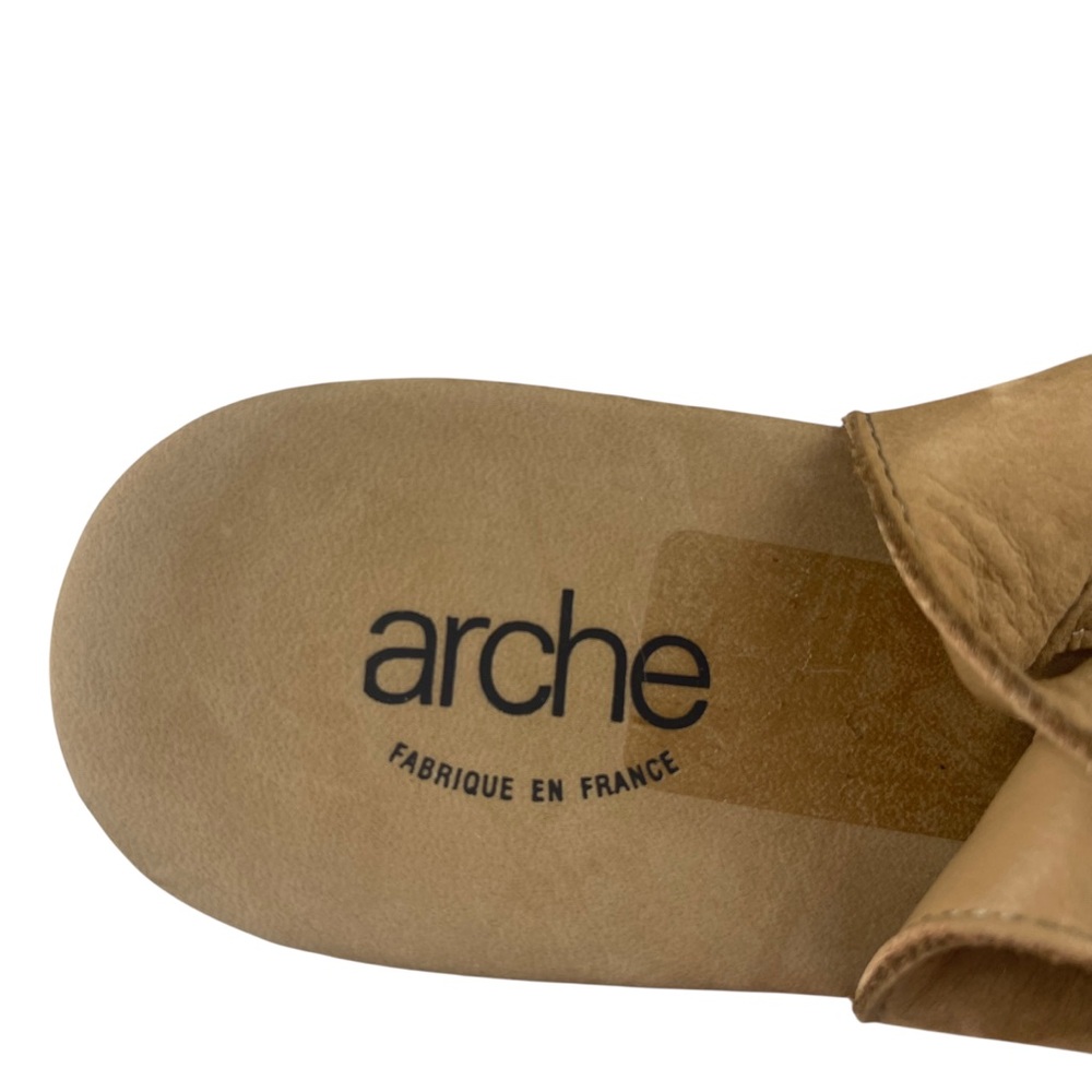 Arche France Tan Soft Nubuck Leather Peep Toe Slingback Sandals Sz 40 (9 US) - Picture 7 of 10